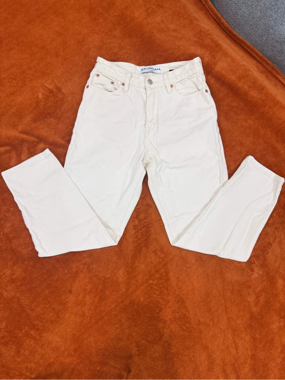 Balenciaga Men's Cream Straight-Leg Chinos